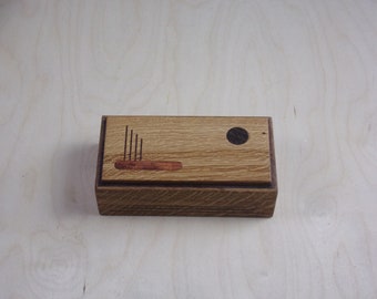 Oak box with Walnut Inlayed top 4"x8" Box Handmade Trinket box Keepsake box Jewelry box