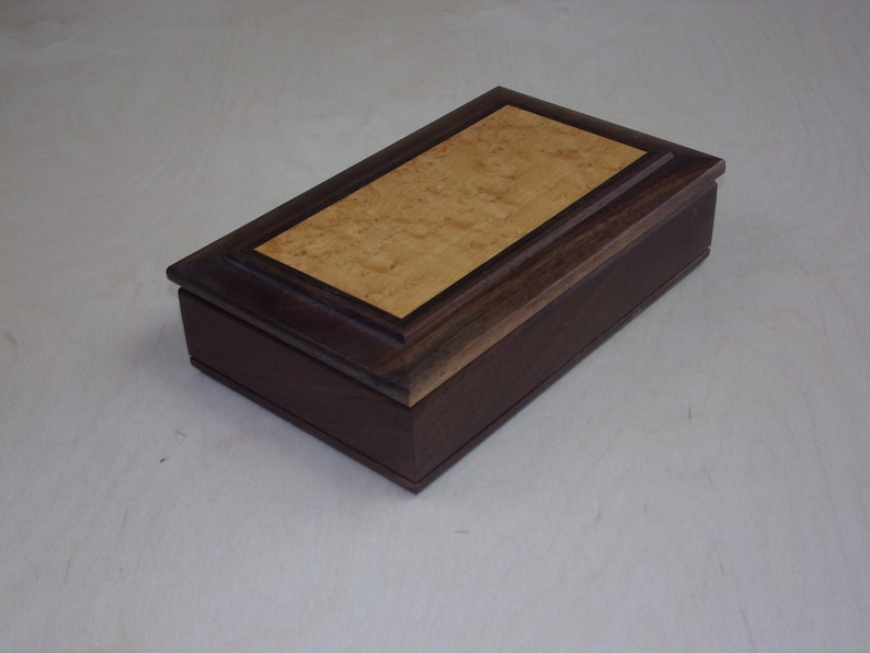 Jewelry box Ring and Earring box-American Walnut and Birds Eye Maple Handcrafted wood inlayed
