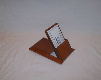 Business Card Holder made of Cherry and Walnut Pocket or Desk Top