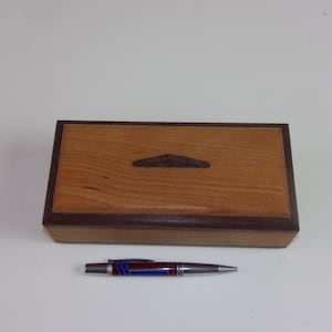 Small Wood Box Highly Figured Fancy Cherry with Walnut trim 4 x 8 box keepsake box or treasure box 2