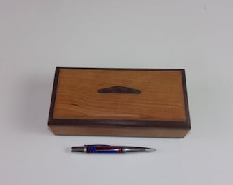 Small Wood Box Highly Figured Fancy Cherry with Walnut trim 4 x 8 box keepsake box or treasure box 2