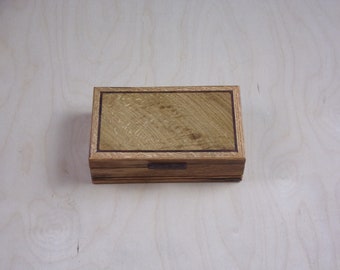 Oak Box with Walnut Inlayed top+ Handcrafted Keepsake Box Watch Box Jewelry Box.