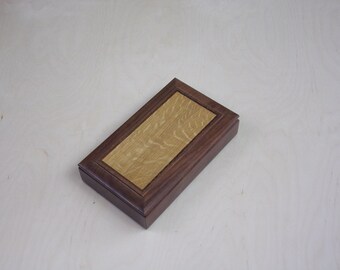 Cuff Link Box, Ring and Earring box-American Walnut and inlayed Quarter Sawn Oak  Handcrafted wood jewelry box