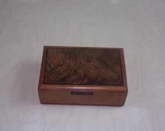 Cherry Humidor with Fancy Walnut inlayed top Handcrafted Keepsake box