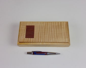 Fiddle Back Maple box with Fiddle Back Maple top 4"x8" Box Handmade Trinket box Keepsake box Jewelry box