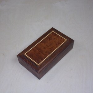 Jewelry box Ring and Earring box-American Walnut and Red Wood.  Handcrafted wood  inlayed