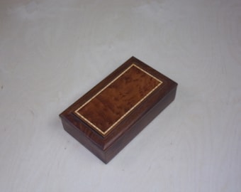 Schmuck-Box-Ring und Ohrring-Box-amerikanische Nussbaum und rotes Holz.  Handgefertigtes Holz eingelegt