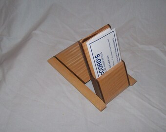 Business Card Case, Card Holder. FIddle Back Maple with Walnut inlay Dispalay case