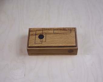 Oak box with Walnut Inlayed top 4"x8" Box Handmade Trinket box Keepsake box Jewelry box