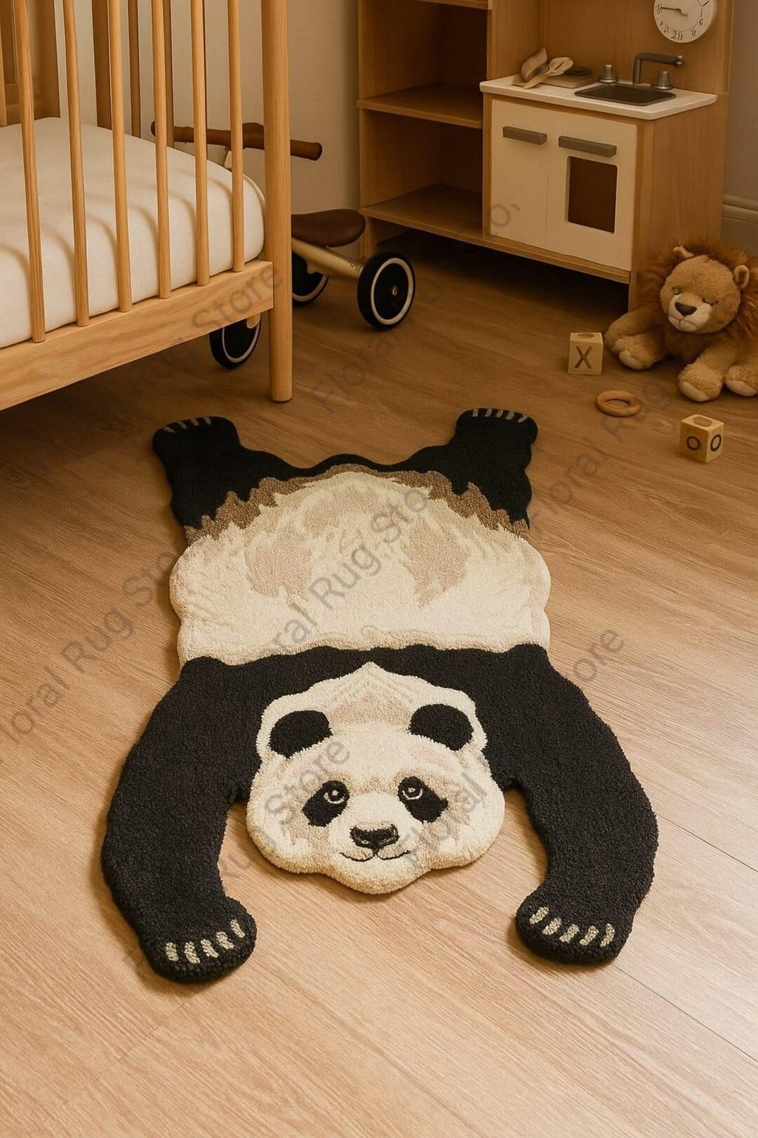 Panda Shaped Kids Rug – Nursery Decor, Animal Rug for Baby Room, Soft ...