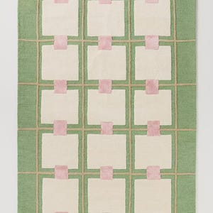 Anthropologie Greer Green Handmade Tufted Wool Area Rug For Bedroom Livingroom Office Kitchen Nursery Entryway Modern Rug