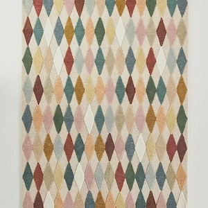 Anthropologie Diamond Handmade Tufted Wool Area Rug For Bedroom Livingroom Office Kitchen Nursery Entryway modern Rug