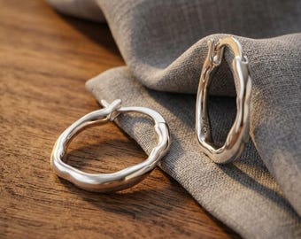 S925 Minimalist Plain Hoop Earrings, Small Curly Hoops, Curly Design