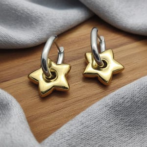 Gold & Silver Dangle Star Earrings, Women&#39;s Jewellery, Everyday or Occasion Wear, Dainty Design, Gift For Her, Trending Now