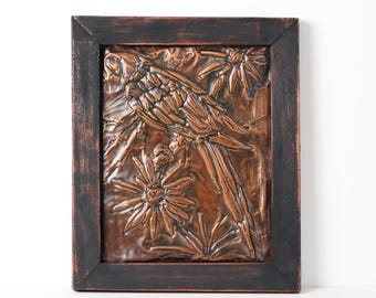 ヴィンテージ銅製レリーフ壁画、枝にとまる鳥、1940年代頃 - Etsy 日本