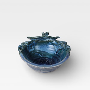 Vintage Handmade Studio Pottery Blue Crab Bowl | Signed by Artist