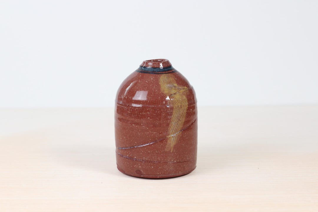 Vintage Studio Pottery Bud Vase in Red Stoneware Clay, Signed by Maker ...