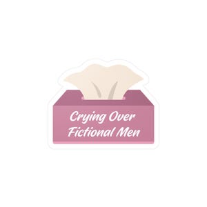 Crying Over Fictional Men Vinyl Decals, Humorous Stickers for Book Lovers, Gift for Readers, Cute Wall Decor, Novelty Car Stickers