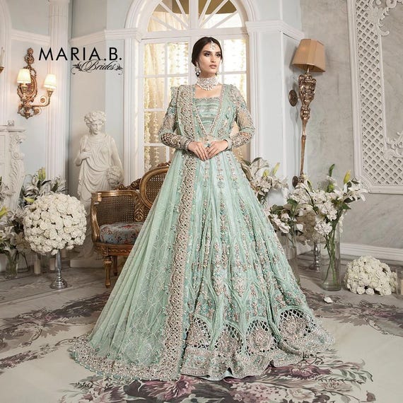 aqua blue dress for wedding pakistani Custom Lehenga Choli • Luxury Net Embroidered Bridal Classic African American Cornbread cacusal cocktail dress This kameez has beautiful Size:6 years