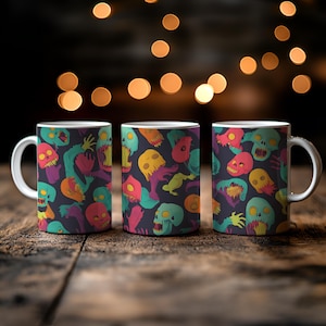 Colorful Zombie Mug – Unique Halloween Coffee Cup – Creepy Cute Horror Gift – Spooky Ceramic Mug for Zombie Fans – Scary Fun Drinkware