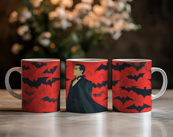 Gothic Vampire Mug – Dark Romance Ceramic Coffee Cup – Vampirecore Halloween Gift – Spooky Gothic Decor – Blood Red Fall Mug – 11oz