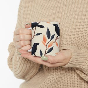 Elegant Raven Mug – Gothic Black Bird Ceramic Cup – Crow Coffee Mug for Witchy Fall Decor – Dark Academia Drinkware – Raven Gift – 11oz image 8