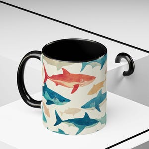 Ocean-Inspired Accent Coffee Mug | Shark Pattern | Perfect Gift for Ocean Lovers, Home Decor, Beach Themed Kitchen, Unique Gifts image 5