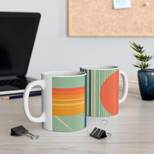 Vibrant Striped Retro Ceramic Mug, Colorful Coffee Cup, Gift for Coffee Lovers, Home Decor, Tea Mug, Unique Drinkware