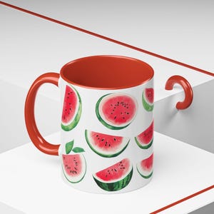 Watermelon Accent Coffee Mug for Summer Vibes, Cute Gift for Coffee Lovers, Kitchen Decor, Fun Drinkware for BBQs, Watermelon Lovers