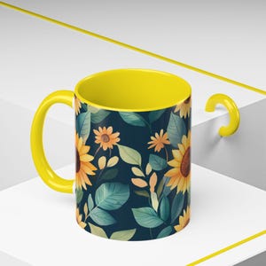 Sunflower Accent Coffee Mug, Floral Coffee Cup, Nature Lover Gift, Home Decor, Gardening Gift, Eco-Friendly Mug