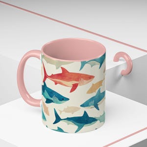 Ocean-Inspired Accent Coffee Mug | Shark Pattern | Perfect Gift for Ocean Lovers, Home Decor, Beach Themed Kitchen, Unique Gifts image 10