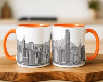 Hong Kong Skyline Mug | Hong Kong Cityscape Coffee Mug | Victoria Harbour Art Cup | Hong Kong Souvenir Gift