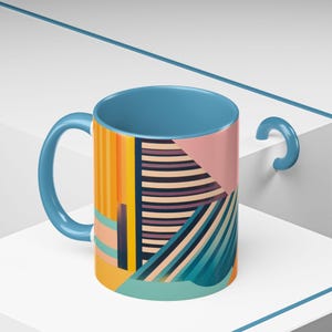 Boho Striped Coffee Mug – Colorful Ceramic Cup, Modern Bohemian Kitchen Decor, Cute Gift for Her, Funky Mug for Coffee Lovers