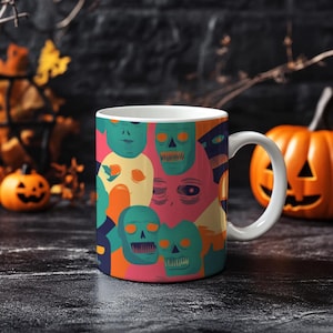 Cartoon Zombie Mug – Funny Halloween Coffee Cup – Horror Lover Gift – Quirky Ceramic Drinkware – Creepy Cute Fall Mug – Zombie Decor – 11oz