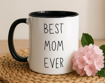Minimalist Best Mom Ever Mug, Modern Mom Gift, Simple Coffee Cup for Mom, Aesthetic Mothers Day Gift, Neutral Ceramic Mug