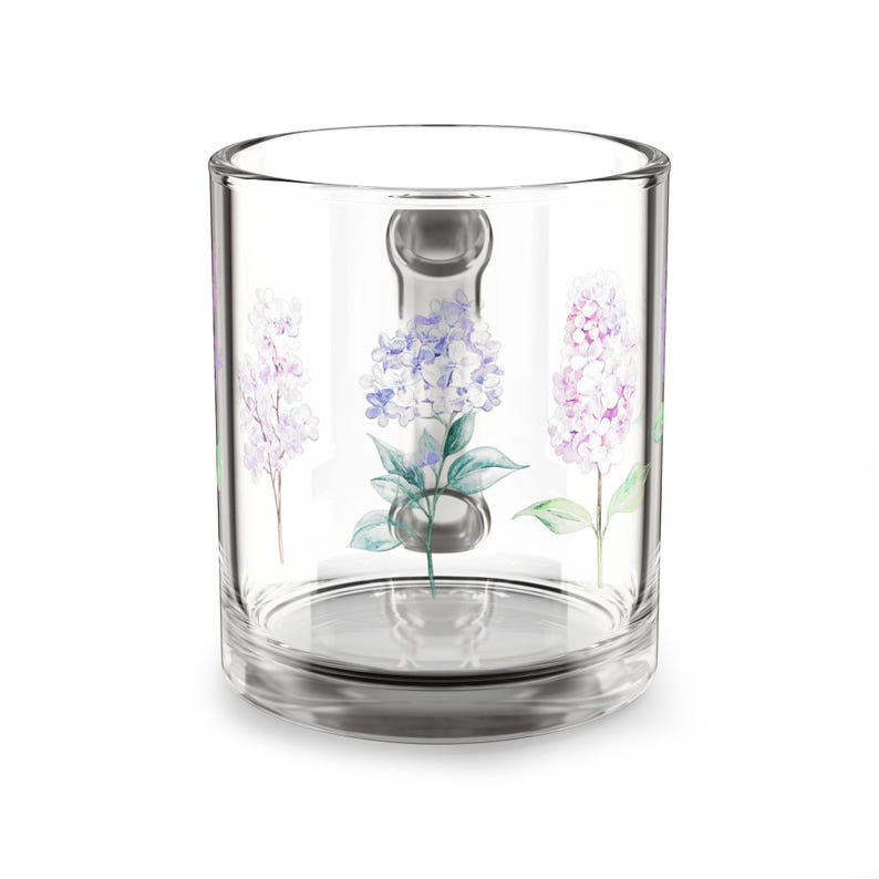 Lilac Floral Glass Mug - 10oz, Botanical Drinkware, Tea Lover Gift, Mother's Day, Spring Coffee Cup, Flower Design image 2