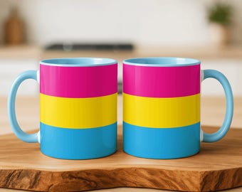 Pansexual Pride Flag Mug, Pan Pride Coffee Cup, LGBTQ Gift, Queer Pride Mug, Pink Yellow Blue Flag, Pan Awareness Gift