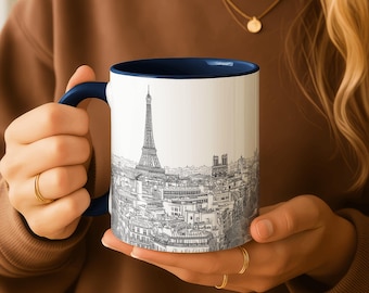 Paris Skyline Mug | Paris Cityscape Coffee Mug | Eiffel Tower Art Cup | France Souvenir Gift