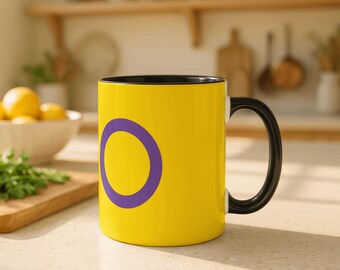 Intersex Pride Flag Mug, Intersex Coffee Cup, LGBTQ Gift, Queer Pride Mug, Yellow Purple Flag, Intersex Awareness Gift