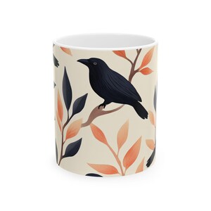 Elegant Raven Mug – Gothic Black Bird Ceramic Cup – Crow Coffee Mug for Witchy Fall Decor – Dark Academia Drinkware – Raven Gift – 11oz image 6