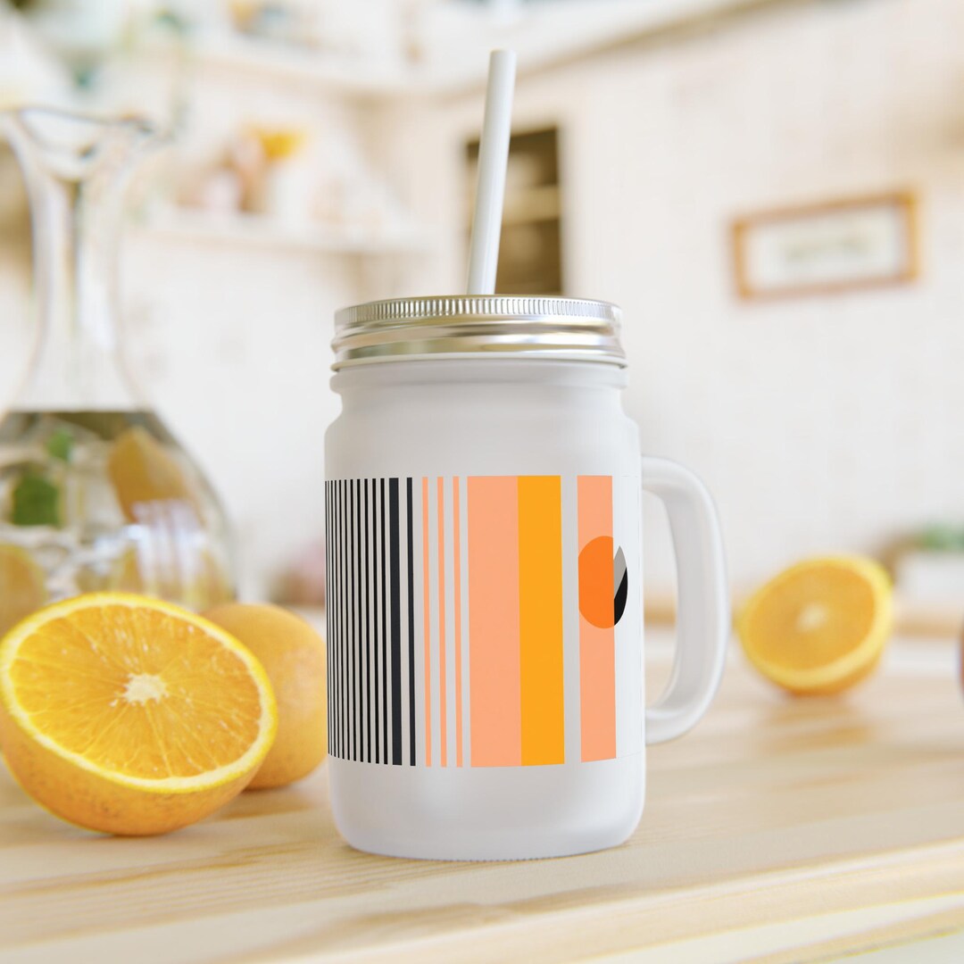 Stylish Striped Mason Jar With Straw Perfect for Summer Drinks