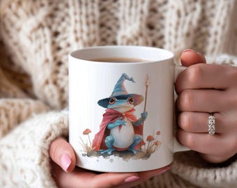 Wizard Frog Fairy Tale Mug – Cottagecore Fantasy Coffee Cup, Magical Amphibian Gift, Witchy Forestcore Drinkware