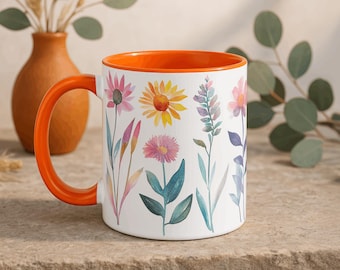 Watercolor Wildflower Pattern Mug | Accent Coffee Mug
