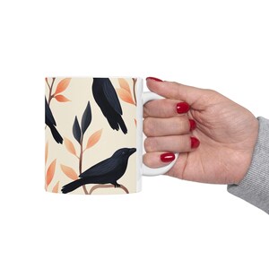 Elegant Raven Mug – Gothic Black Bird Ceramic Cup – Crow Coffee Mug for Witchy Fall Decor – Dark Academia Drinkware – Raven Gift – 11oz image 9