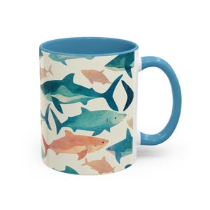 Ocean-Inspired Accent Coffee Mug | Shark Pattern | Perfect Gift for Ocean Lovers, Home Decor, Beach Themed Kitchen, Unique Gifts image 3