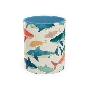 Ocean-Inspired Accent Coffee Mug | Shark Pattern | Perfect Gift for Ocean Lovers, Home Decor, Beach Themed Kitchen, Unique Gifts image 2