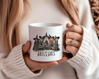 Taza de bruja "Girls Will Be Girls" - Feminista, acogedora taza de café de Halloween, regalo de aquelarre de brujas, utensilios de cocina mágicos y empoderadores