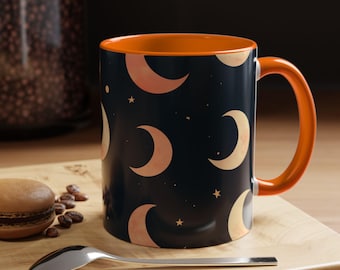 Niebiański kubek księżycowy: Czarownicowy ceramiczny kubek do kawy, dekoracja nocnego nieba