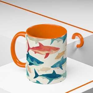 Ocean-Inspired Accent Coffee Mug | Shark Pattern | Perfect Gift for Ocean Lovers, Home Decor, Beach Themed Kitchen, Unique Gifts image 6