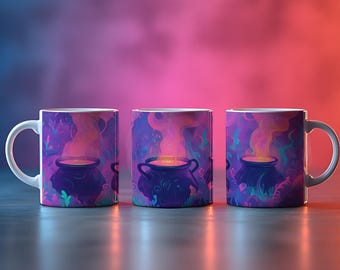 Mystieke ketelmok – Heksenkoffiekop voor de herfst – Keramische mok Halloween-drankje – Spookachtig seizoenscadeau – Esthetische drinkgerei heks – 11 oz